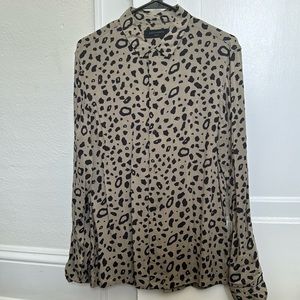 AllSaints Mens Size Small Leopard Button Down